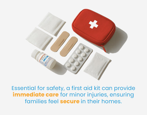 Family First Aid Kit includes bandages and basic over -the-counter medicine