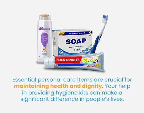 Family Hygiene Kit (toothbrush, toothpaste, soap and shampoo)
